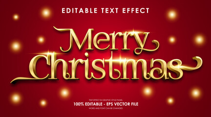 Editable Merry Christmas Gold Text Effect, with lens flare effect