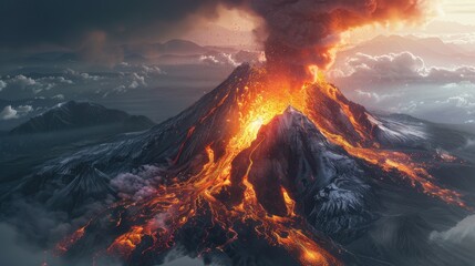 Volcanic Eruption: The explosive release of magma, ash, and gases from a volcano, leading to pyroclastic flows, ashfall, and potential climate disruption.
