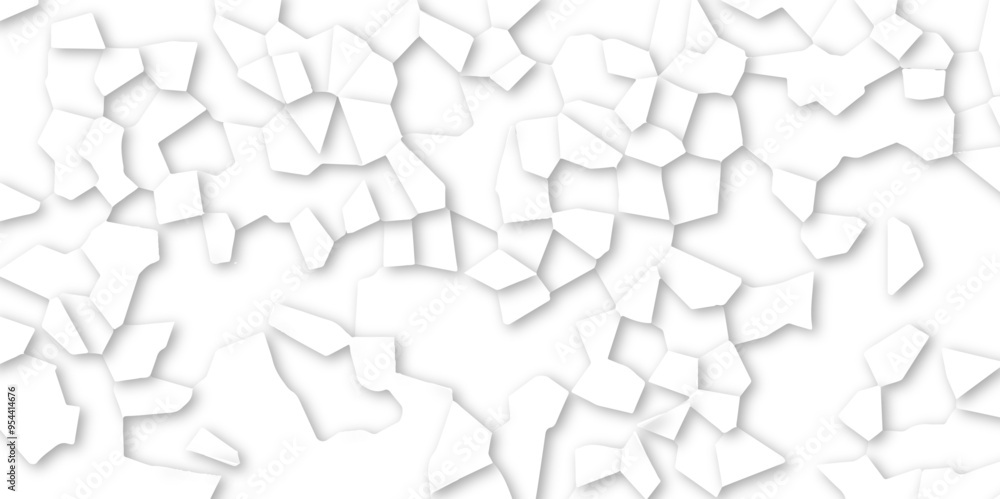 Poster abstract white, gray broken stained-glass background with line. geometric seamless pattern with 3d s