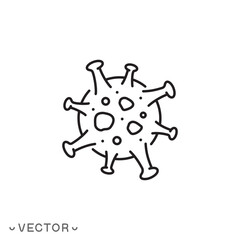 flu bacteria icon, virus cell influenza, inflammation illness, infection bacteria, thin line symbol isolated on white background, editable stroke eps 10 vector illustration
