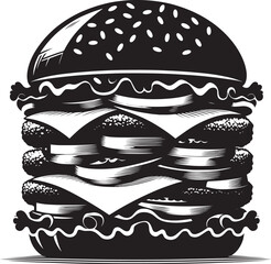 Delicious burger silhouette vector illustration isolated on a white background