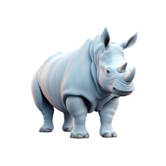 Fototapeta premium A white rhinoceros stands on a black background.