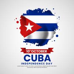 Cuba Independence Day banner celebration background with brush grunge cuba flag design
