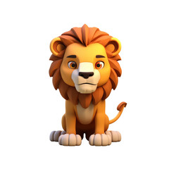 Fototapeta premium Cartoon lion with a serious expression looking directly at the viewer.