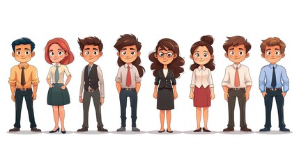 Stunning Cartoon Characters and Business People Elements: A Dynamic and Colorful Visual Ensemble. Showcasing Creativity and Professionalism.