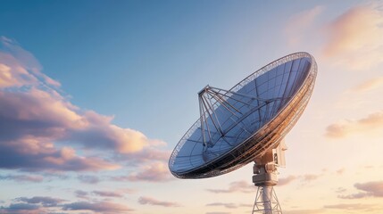 A 3D rendering of a telecommunications satellite dish receiving signals, telecommunication, satellite dish, 3D