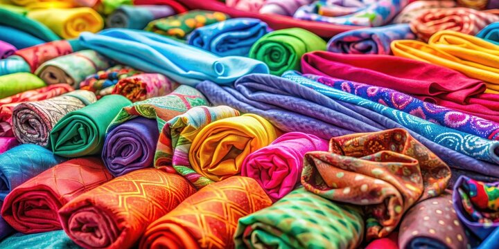 Assorted colorful fabrics draped in bright light, colorful, fabrics, textiles, draped, bright, colorful, vibrant, patterned
