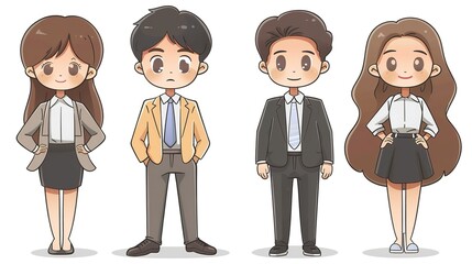 Stunning Cartoon Characters and Business People Elements: A Dynamic and Colorful Visual Ensemble. Showcasing Creativity and Professionalism.