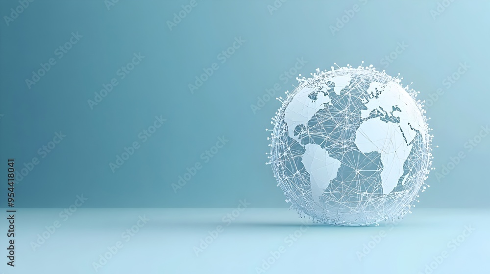Poster global business network connections in paper cut style representation