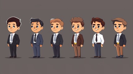 Stunning Cartoon Characters and Business People Elements: A Dynamic and Colorful Visual Ensemble. Showcasing Creativity and Professionalism.