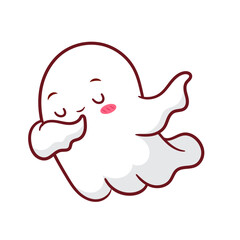 Cute Ghost Dabbing Cartoon Character. Halloween Holiday Concept Design. Mascot Icon Vector. Isolated White 