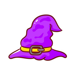 Wizard hat cartoon. Halloween spooky decorated witch hats, Halloween party costume elements flat vector. 