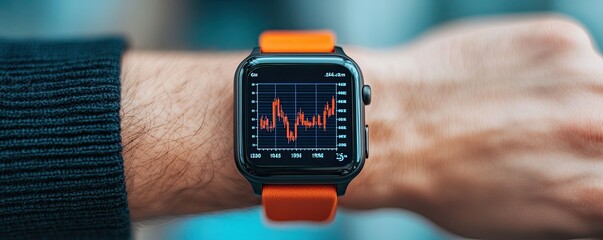 A close-up of a smartwatch displaying a heart rate graph, showcasing modern technology and health monitoring features.