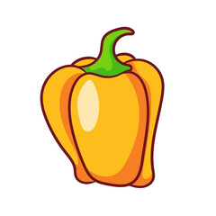 Delicious and fresh bell peppers in cartoon style. Plant Food Concept Design. Isolated White Background