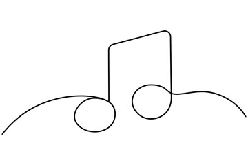Music icon continuous one line drawing of isolated outline vector icon