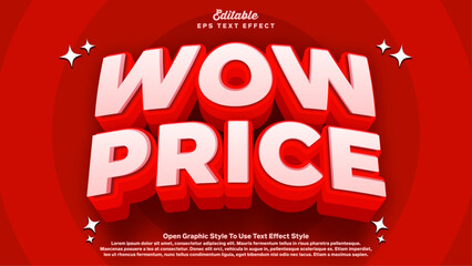 wow price 3d bold editable text effect, promotion text effect style