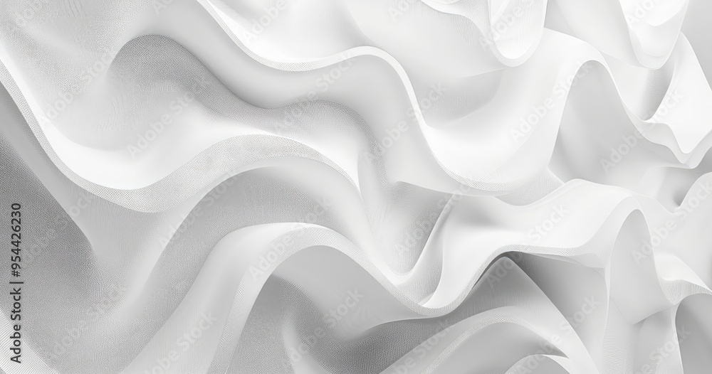 Poster a smooth, flowing texture of white fabric creating elegant waves and folds.