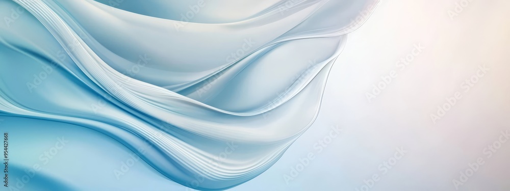 Wall mural  A detailed view of a blue and white background featuring a wavy pattern at its top and bottom edges