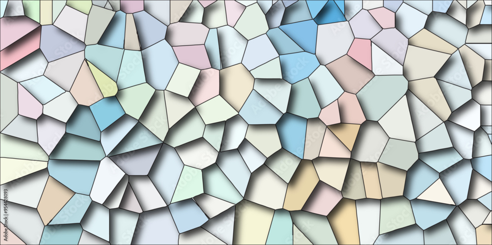 Poster quartz light multicolor broken stained glass background black stoke with shadows. abstract colorful 