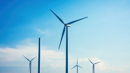 Renewable Wind Turbines Generating Clean Electricity in Scenic Landscape