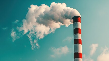 Billowing Smoke from Industrial Chimney Symbolizes Environmental Concerns