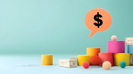 Speech Bubble with Dollar Sign Representing Sales in Paper Cut Style