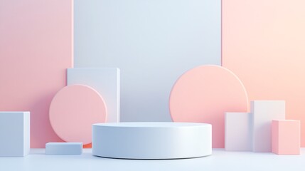A white and pink structure with a pedestal
