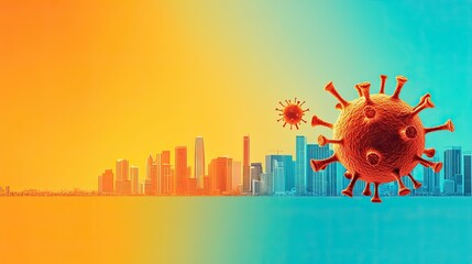 Viral Spread Across Environments - Climate and Geography Impact Illustration with Copy Space