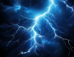 Blue lightning flashing in pitch black