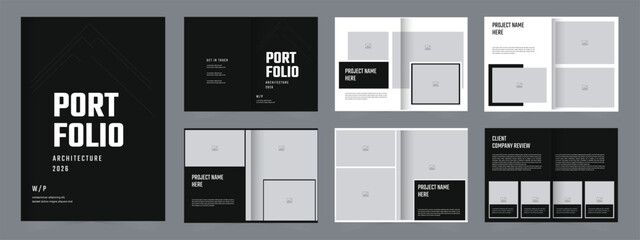 Architecture Portfolio Layout, Modern Minimal Architecture Portfolio Template design