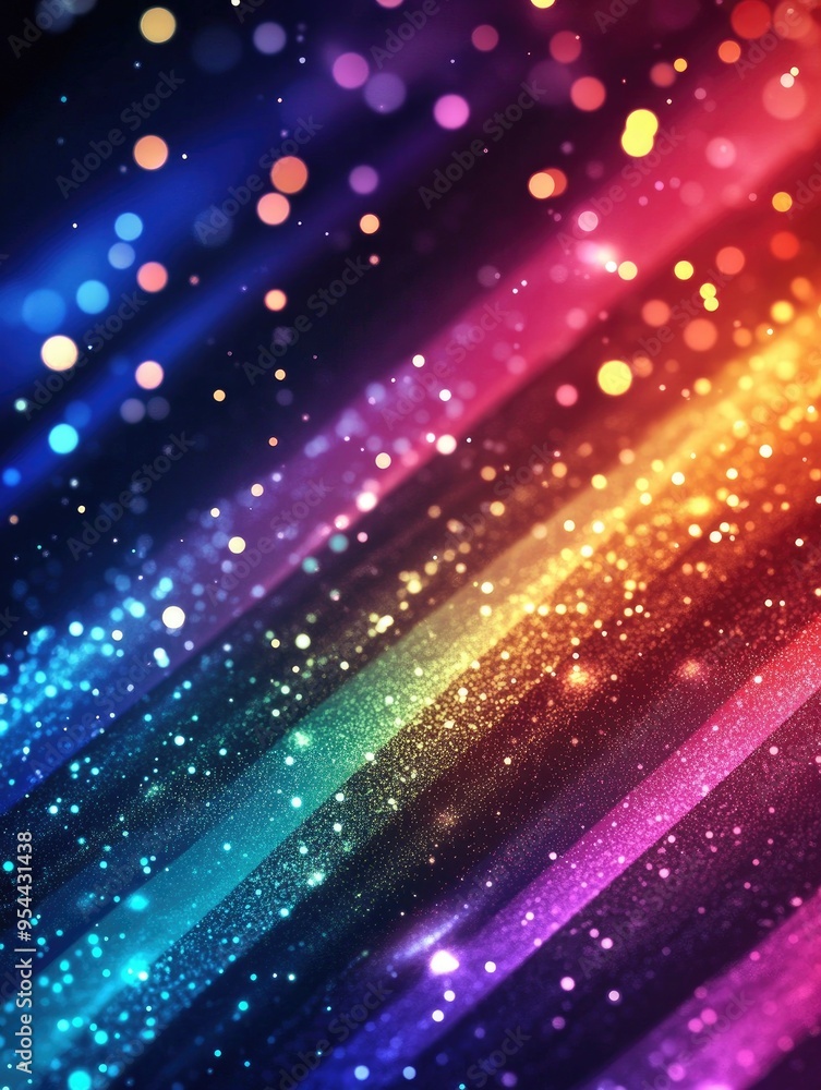 Poster vibrant abstract background featuring multicolored hues and sparkling glitter in a line art style
