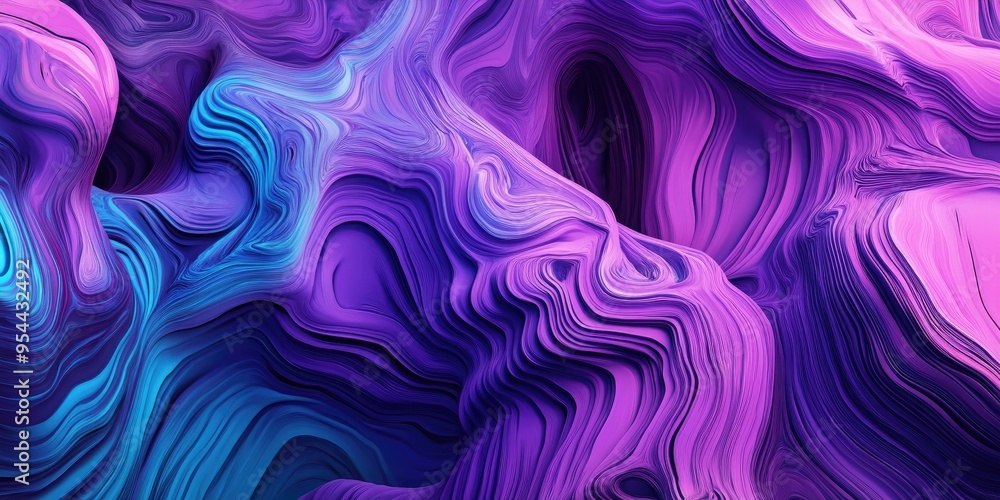 Aufkleber abstract line art illustration of a three dimensional background featuring a distorted violet and tu