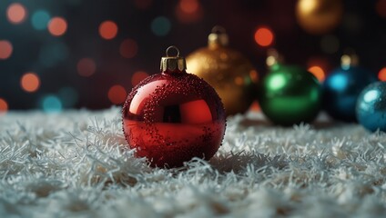 Beautiful Christmas balls banner with text space