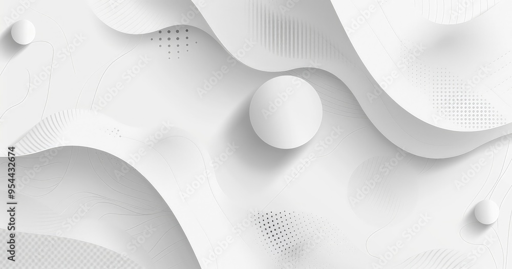 Aufkleber abstract white background with flowing shapes and circular elements for design purposes.