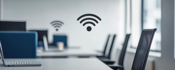 Fototapeta premium A modern office space with wireless telecommunication devices, telecommunication, office, wireless