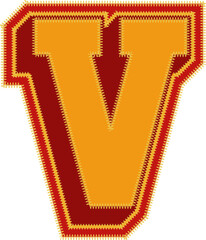 Baseball Patch Letter Alphabet Vector Element V