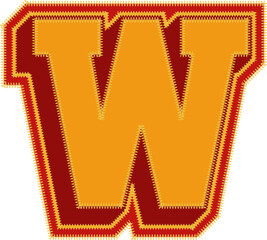 Baseball Patch Letter Alphabet Vector Element W