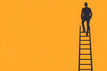 A man is standing on a ladder