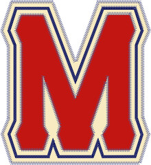 Sport Patch Letter Alphabet Vector Element M