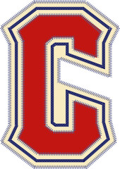 Sport Patch Letter Alphabet Vector Element C