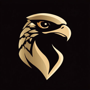 recommend clip art: minimalist vector logo of a royal falcon, golden and black color palette