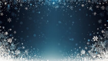 Blue christmas banner with snowflakes. Merry Christmas and Happy New Year greeting banner. Horizontal new year background, headers, posters, cards, website