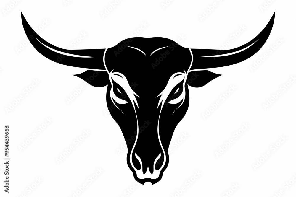 Poster Skull of bull silhouette vector, Cow skull icon