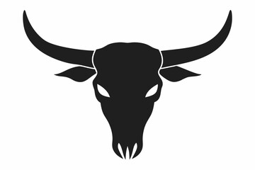 Skull of bull silhouette vector, Cow skull icon