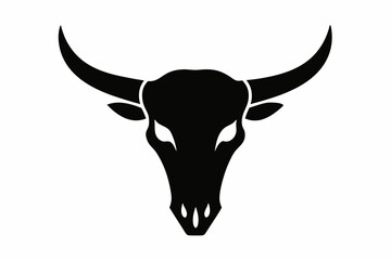 Skull of bull silhouette vector, Cow skull icon