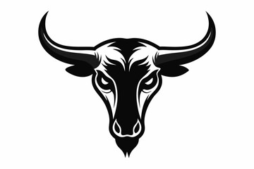 Skull of bull silhouette vector, Cow skull icon