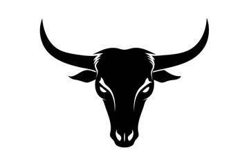 Skull of bull silhouette vector, Cow skull icon
