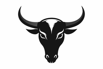 Skull of bull silhouette vector, Cow skull icon