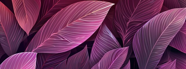 Stylishly designed abstract leaves. The leaves are drawn in dark pink, giving it a luxurious and elegant feel.