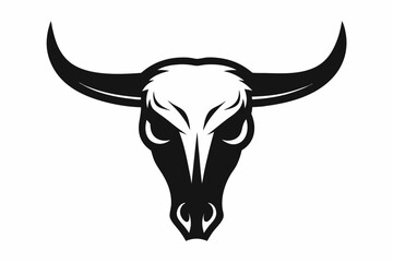 Skull of bull silhouette vector, Cow skull icon